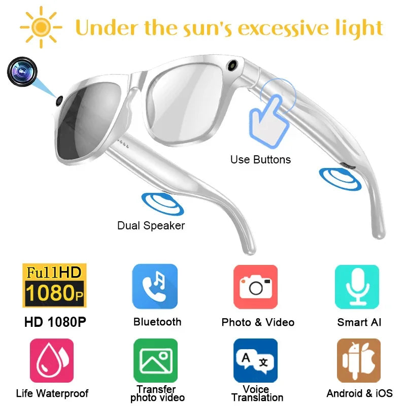 Xiaomi 4K AI Smart Glasses Chat GPT HD Camera Bluetooth Call Voice Assistant Music Player Translate Photochromic Glasses